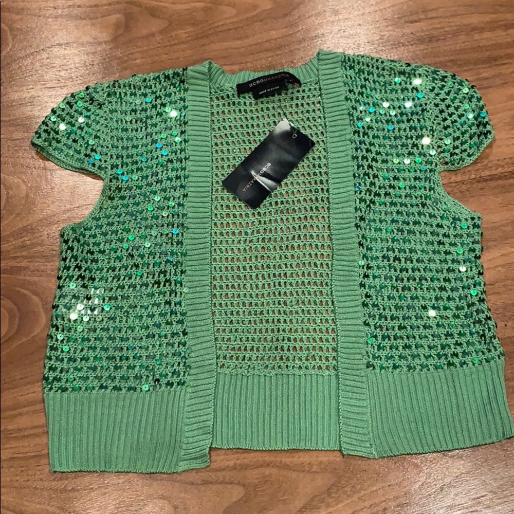 NWT BCBG silk sequin cardigan. Size M